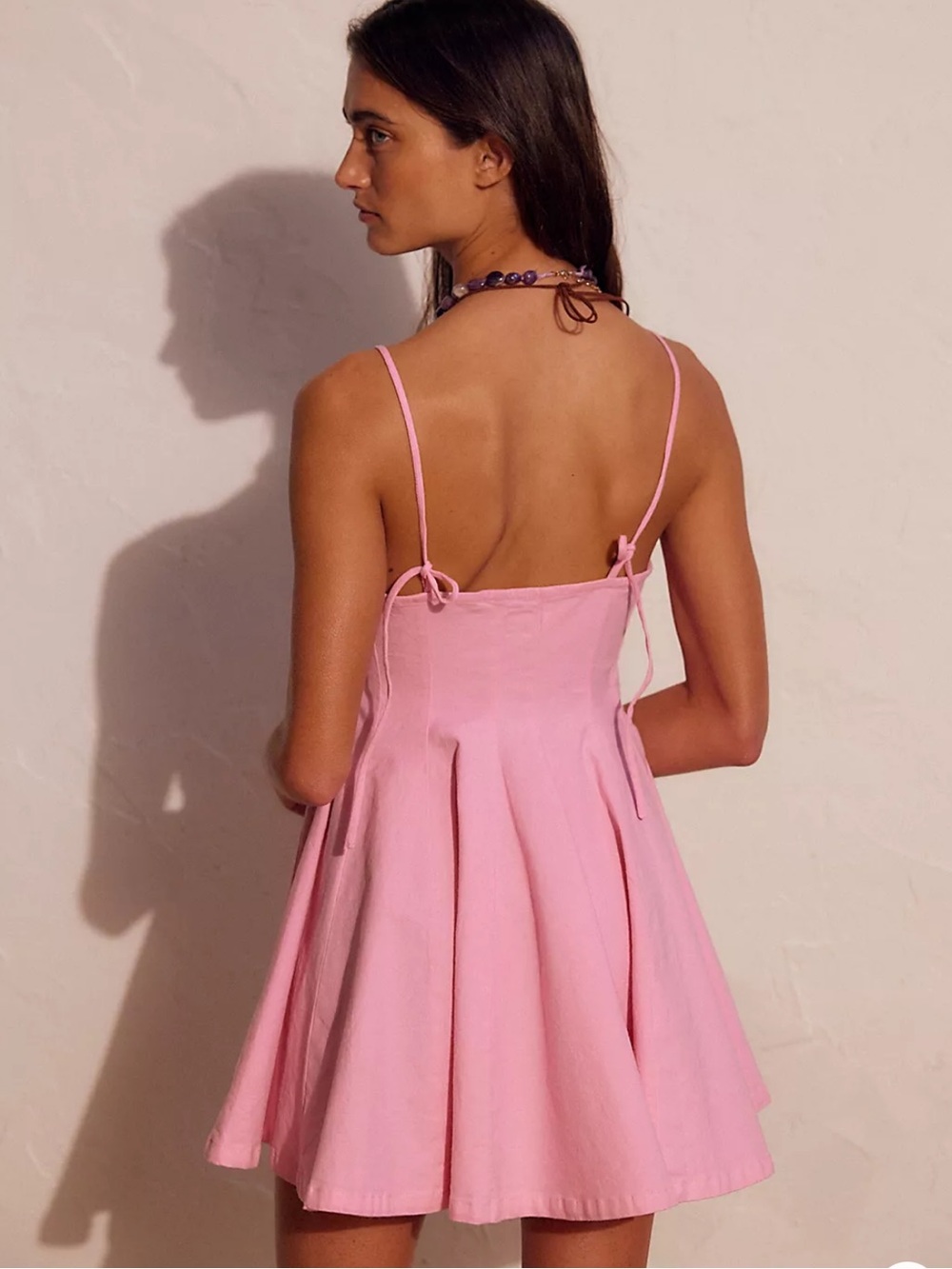 Free People XS Tan Lines Stretch Linen Mini Dress - never worn! - Picture 2 of 5